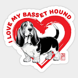 I Love My Basset Hound - I Love my dog - Friendly dog Sticker